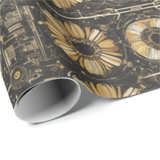 Futuristic seamless floral pattern wrapping paper