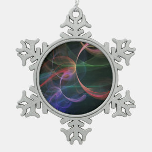 Futuristic Snowflake Pewter Christmas Ornament