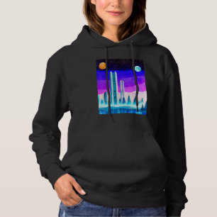 Futuristic Society Vaporwave Planet Two Moons Skys Hoodie