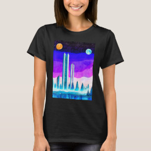 Futuristic Society Vaporwave Planet Two Moons Skys T-Shirt