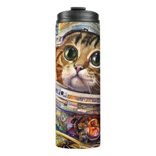 Futuristic Space Cat Thermal Tumbler