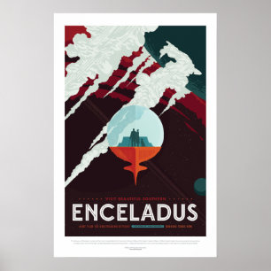 Futuristic Space Poster – Saturn’s Moon Enceladus