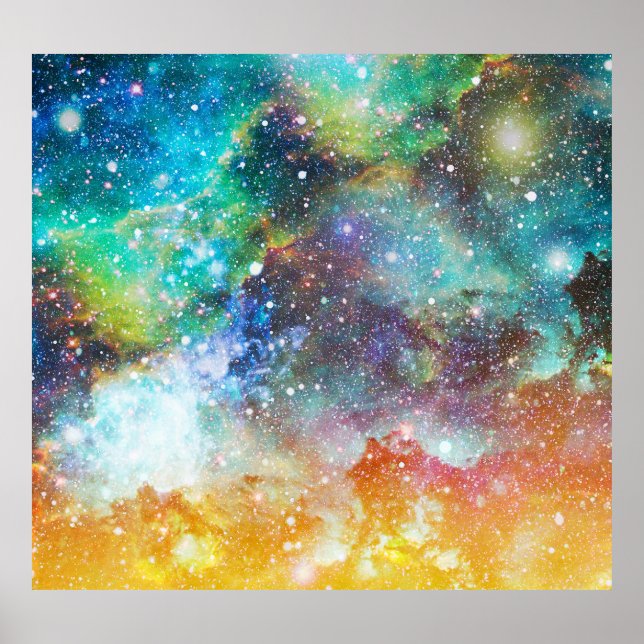 Futuristic space, starry nebula background. poster (Front)