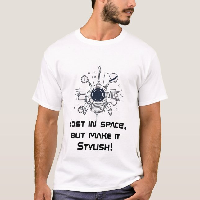 Futuristic Space Tech Illustration T-Shirt (Front)