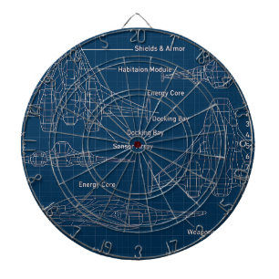 "Futuristic Spacecraft Blueprint Art" Dartboard