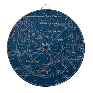 "Futuristic Spacecraft Blueprint Art" Dartboard