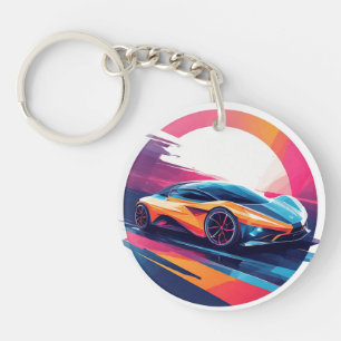 Futuristic Sports Car Key Ring