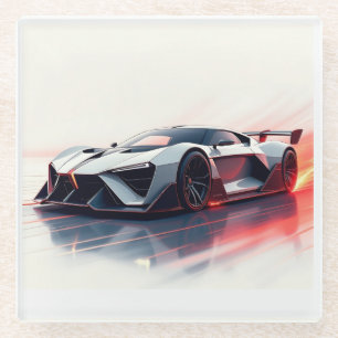Futuristic Sports Car – Sleek AI-Generated Design  Glass Coaster