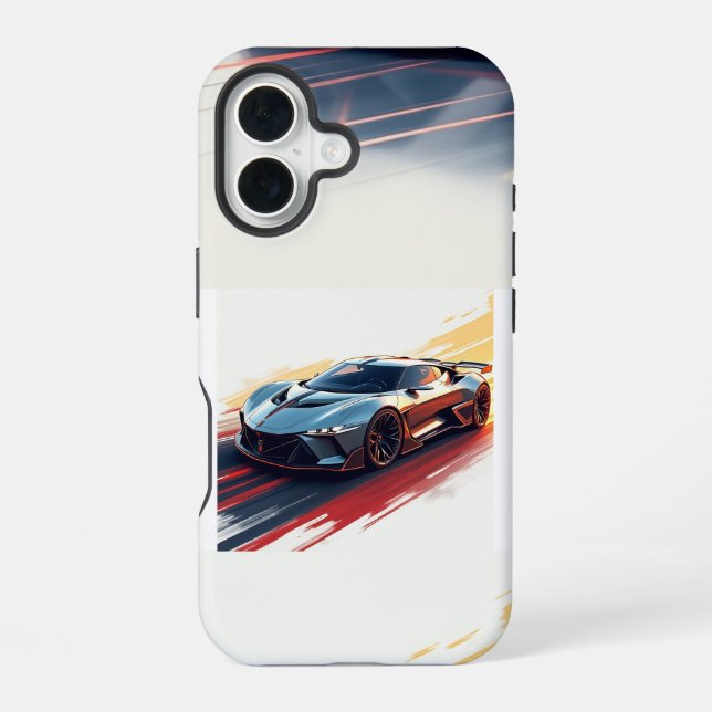 Futuristic Sports Car – Sleek AI-Generated Design  iPhone 16 Case (Back)