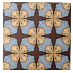 Futuristic Square and Star Pattern Ceramic Tile