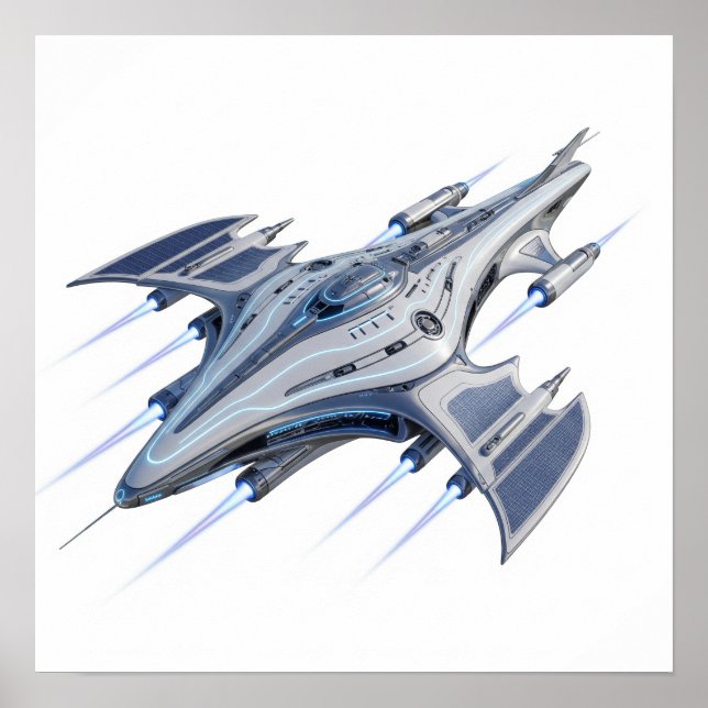Futuristic Starship Poster (Front)