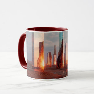 Futuristic Surreal Mirror Towers In Desert Mug
