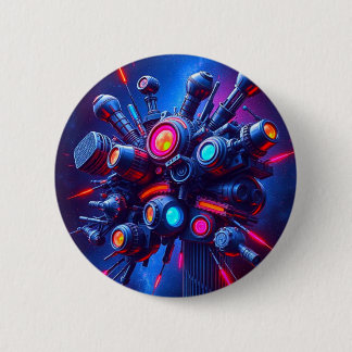Futuristic Tech Orb Button | Sci-Fi Cyberpunk Pin