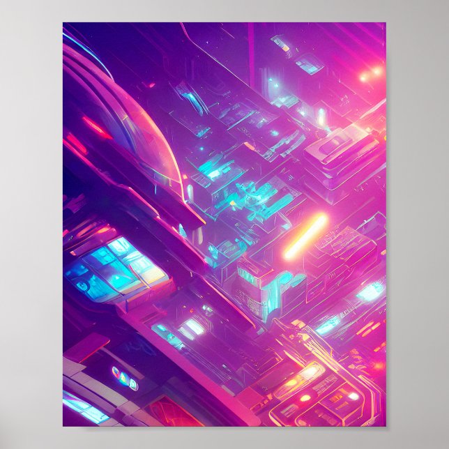 Futuristic technology circuit board  poster (Front)