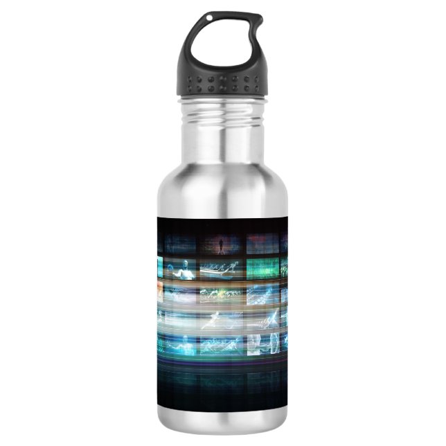 Futuristic Technology with Future Tech Abstract 532 Ml Water Bottle (Front)
