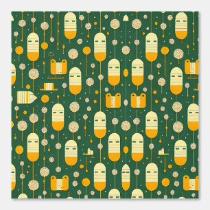 Futuristic Train Pods and Abstract Trees Pattern Wallpaper