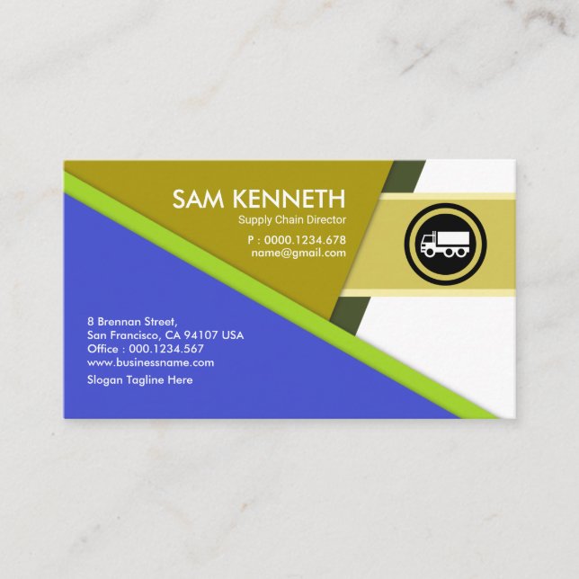 Futuristic Triangle Pathways Supply Chain Business Card (Front)