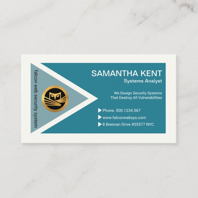 Futuristic Triangle Polygon Stylish Cyan Systems Business Card (Front)