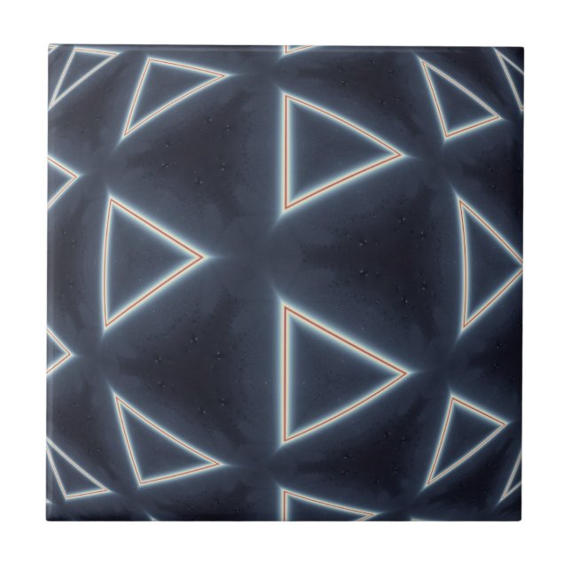 Futuristic Triangle Sphere Geometric Art Ceramic Tile (Front)