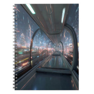 Futuristic Tunnel Lightspeed City Notebook
