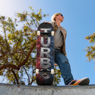 Futuristic TURBO chrome design 3D Skateboard