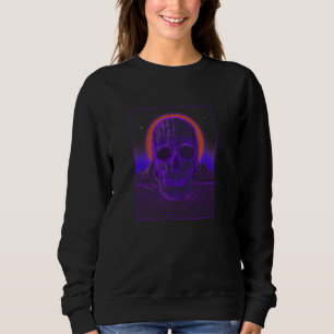 Futuristic Vaporwave Aesthetic Skull Retro Synthwa Sweatshirt