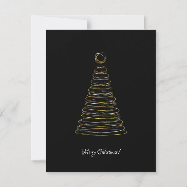 Futuristic Varicolored Circles Xmas Tree Qr Code Holiday Card (Front)