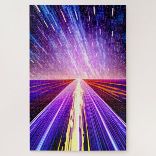 Futuristic Vibrant Galactic Highway into Universe Jigsaw Puzzle