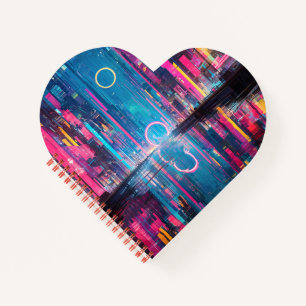 Futuristic Vibrant Neon Night Cityscape Notebook