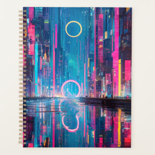 Futuristic Vibrant Neon Night Cityscape Planner