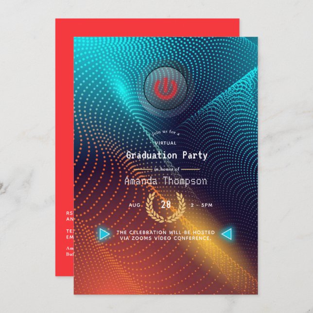 Futuristic Virtual Graduation Party Invitation (Front/Back)