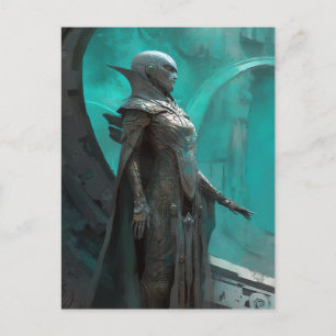 Futuristic Warrior Woman Science Fiction Art Postcard