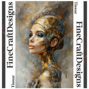 Futuristic Woman Oil Painting Decoupage Left 160 Tissue Paper