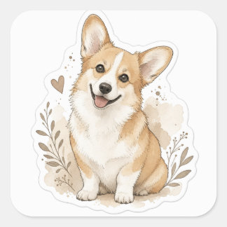 Fuyr baby: Corgi Square Sticker