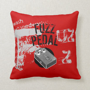 Fuzz Pedal, Black and Grey on Red Cushion