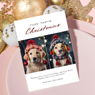 Fuzz-Tastic   Christmas Pet Dog Photo Collage Holiday Card
