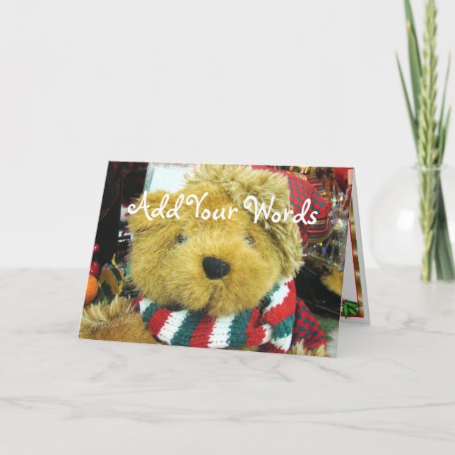 Fuzzy Bear- customise Holiday Card (Front)