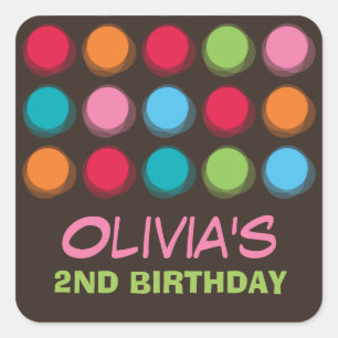 Fuzzy Blur Fun Colour Dots Birthday Party Stickers