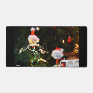 Fuzzy Christmas humor fine art. Desk Mat