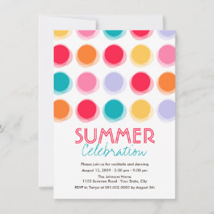 Fuzzy Colour Dancing Dots Fun Summer Party Invite