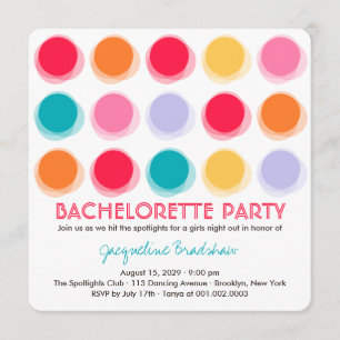 Fuzzy Colour Disco Dots Bachelorette Party Invite