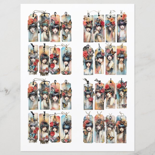 Fuzzy cut Tags Ladies with Flowers (Front)