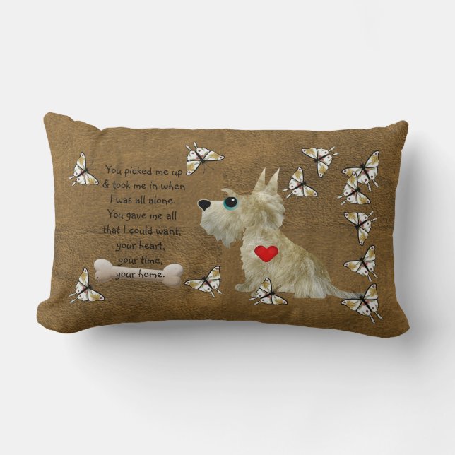 Fuzzy Dog Poem Lumbar Cushion (Front)