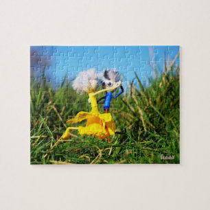 Fuzzy figurines dancing with Narcissus dress. Jigsaw Puzzle
