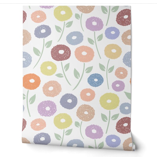 Fuzzy Flower Lg Pattern Pastels Wallpaper (Unrolling)