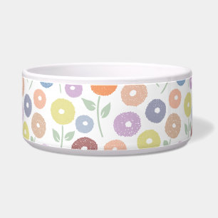 Fuzzy Flower Pattern Pastels on White