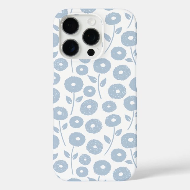 Fuzzy Flower Rpt Pattern Blue on White Case-Mate iPhone Case (Back)