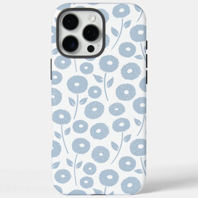 Fuzzy Flower Rpt Pattern Blue on White Case-Mate iPhone Case (Back)