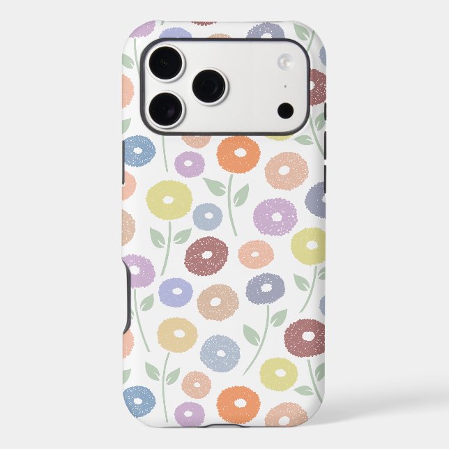 Fuzzy Flower Rpt Pattern Pastels on White (Back)