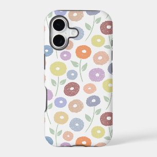 Fuzzy Flower Rpt Pattern Pastels on White